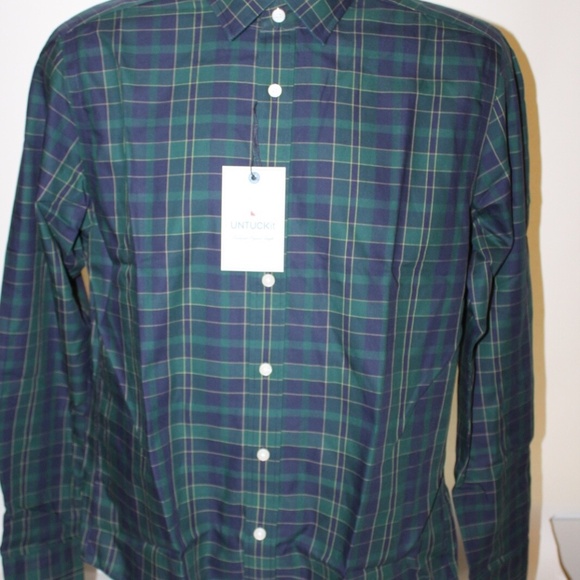 NEW UNTUCKit Langon Long Sleeve Plaid Cotton Button Down Shirt : Size M Slim Fit - Picture 4 of 6